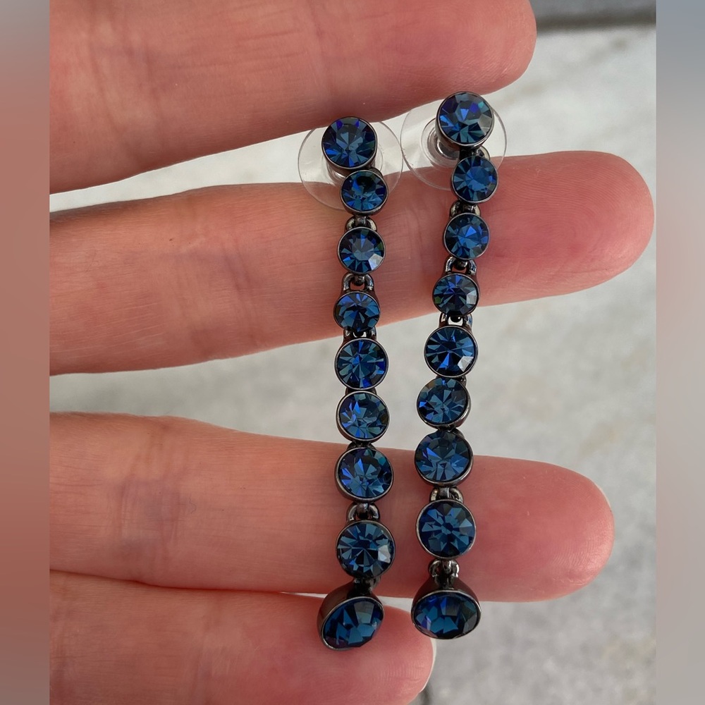 Givenchy gunmetal necklace with blue Swarovski, plus earrings - Picture 12 of 15